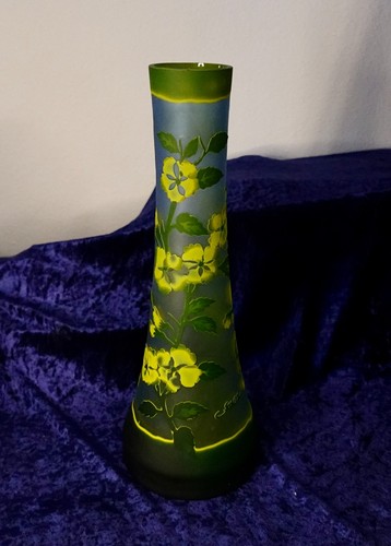 Große 5cm geätzte vase - 38,5cm, a